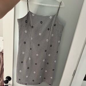 Black and White Dress with Floral embroidered Accents